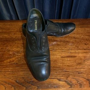 Vintage Black Leather Prada Oxfords/Loafers